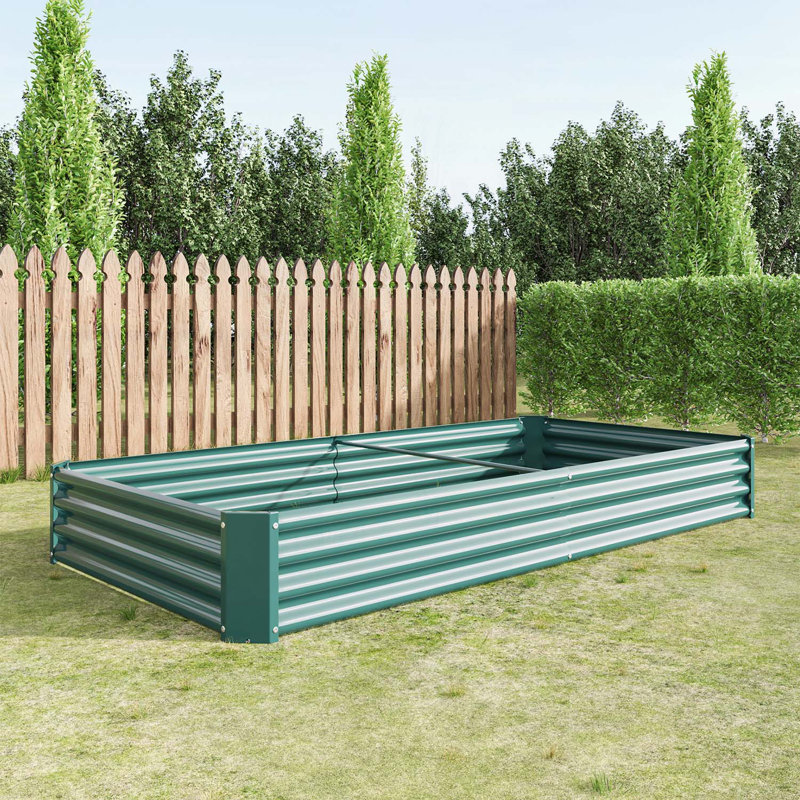 Jardinières en métal avec conception antirouille durable, 8 x 4 x 1 pi, Vert