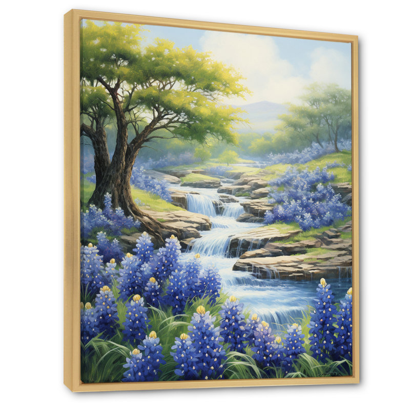 Blue Bonnets, impression romantique V - impression, H 20 po x l 12 po x P 1 po, Cadre naturel flottant