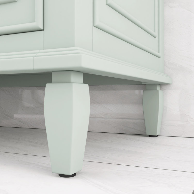 Ensemble de meuble-lavabo en bois massif et en bois massif avec 3 tiroirs et une tablette réglable, Vert clair