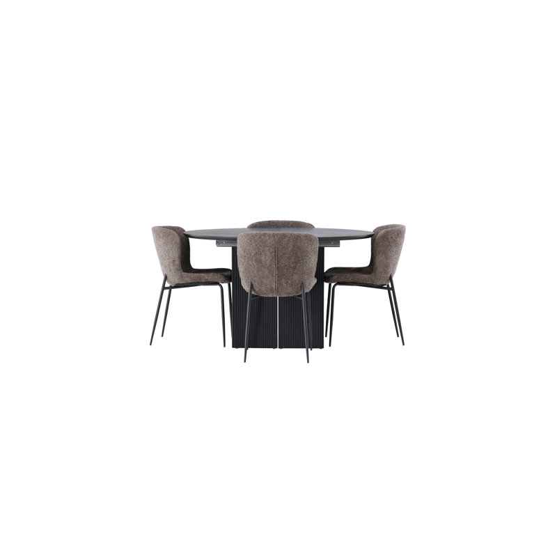 Libby 4 - Person Dining Set, Dark Grey, Dark Grey