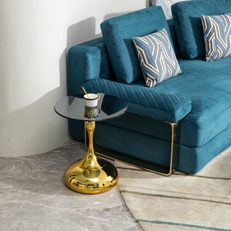 Petite table d'appoint ronde pour petits espaces, table basse, petite table de salon, table de bout, plateau en verre trempé