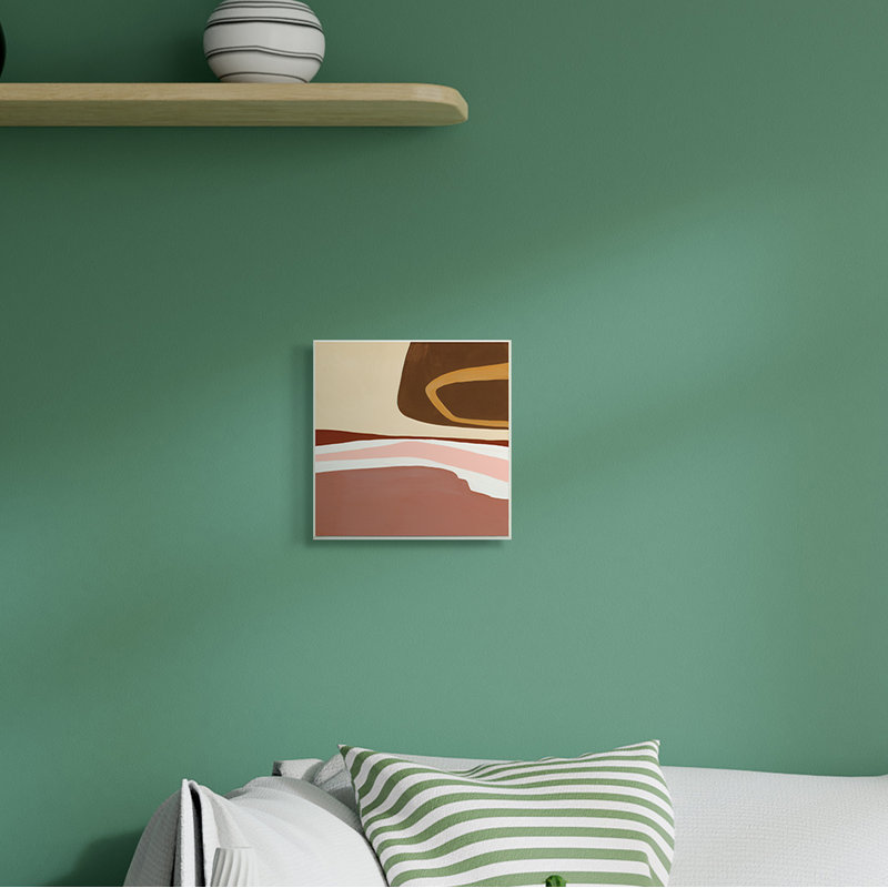 Terre cuite, paysage abstrait, composition de forme fluide, Plaque murale, H 12 po x l 12 po x P 0,5 po