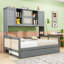 Lit de jour en bois avec couchette et tablettes de rangement-1413937637-1413937635