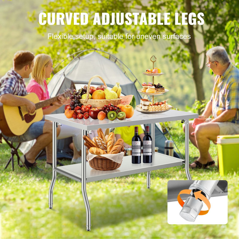 Table de préparation pliante en acier inoxydable SUS201 48 pièces x 30 pouces