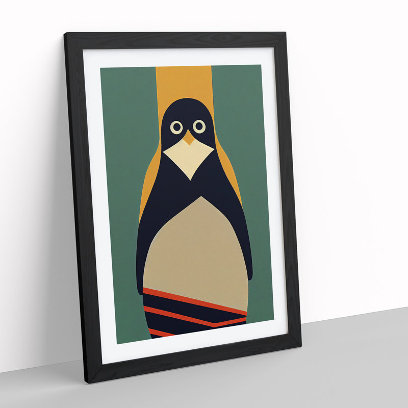 Modern Abstract Penguin No.4 - Framed Print, Black, 64cm H x 46cm W x 2cm D