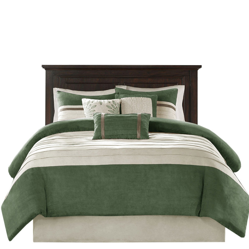Édredon 7 pièces en faux suède pour lit très grand, coussins décoratifs et suède lavables, pièces, coussins de broderie, entretien facile