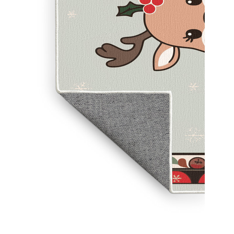 Tapis de vacances d'hiver de Noël lavable The Holiday Aisle®, Rectangulaire 8 pi x 12 pi