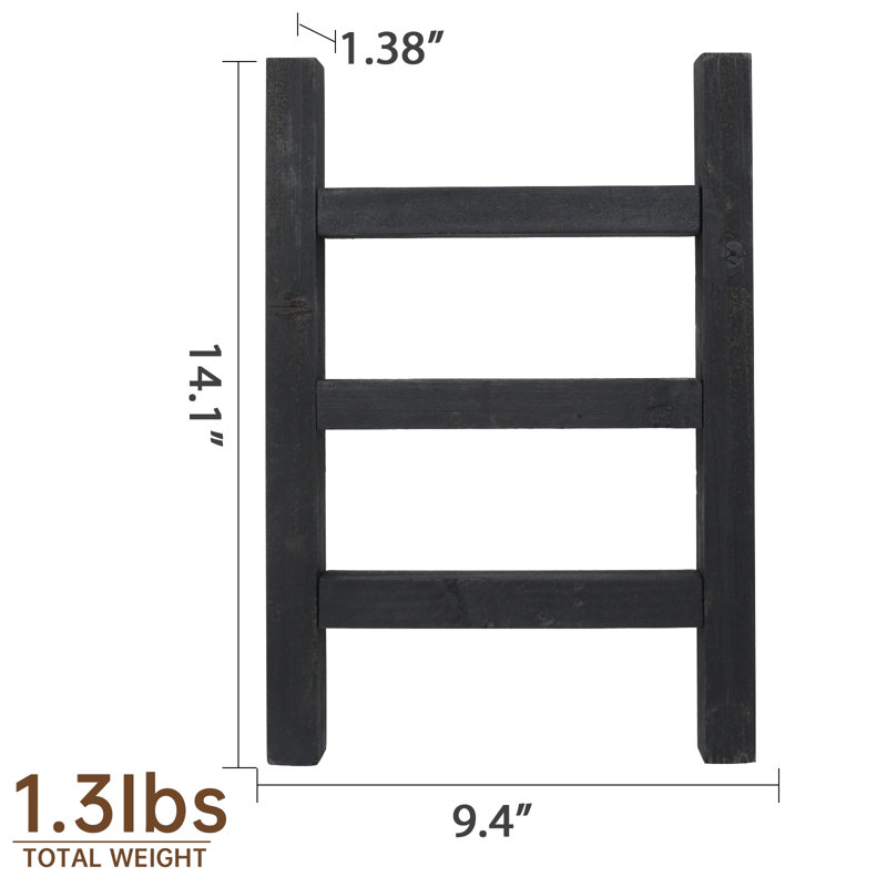 Échelle à serviette en bois pour comptoir, Noir, noir, noir, noir