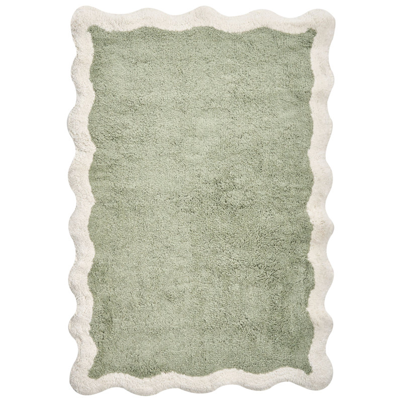 Cotton Non-Slip Bath Mat, Green/Beige, 90cm L x 60cm W