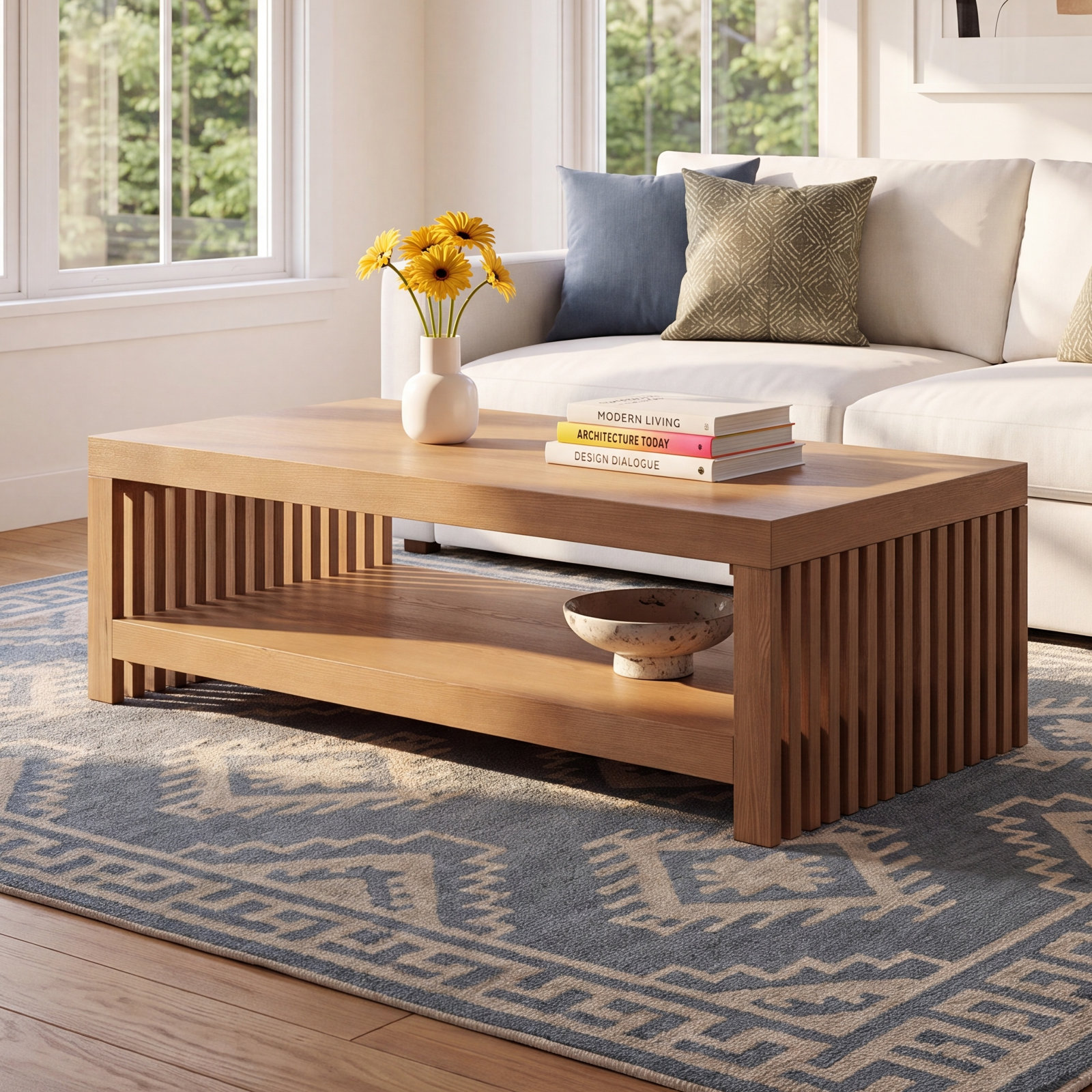 Finnian 54" Coffee Table, Natural Wood