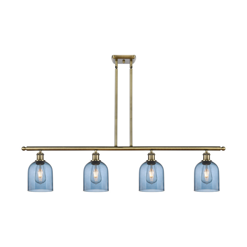 Odaniel 4 - Light Kitchen Island Pendant, Princess Blue, Antique Brass