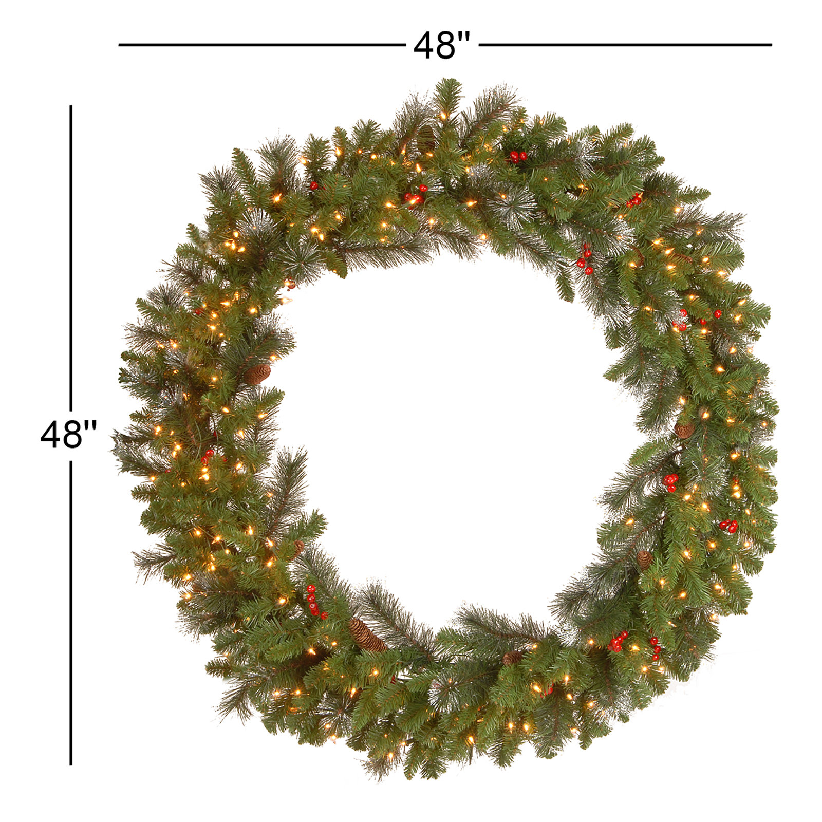 48" Pre-Lit Wreath