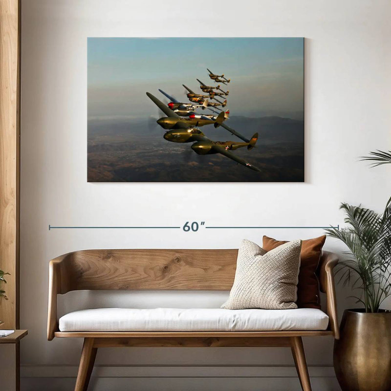 Mehar Lockheed P-38 Lightning Aircraft, 30'' H x 45'' W