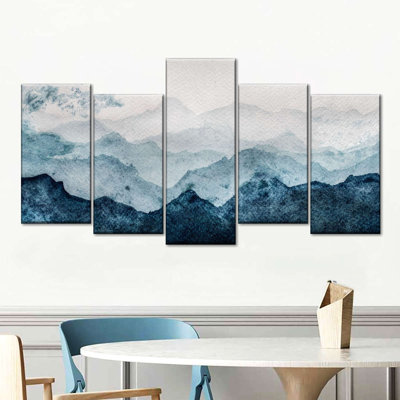 Japanese Mountain Landscape Abstract Canvas Print
