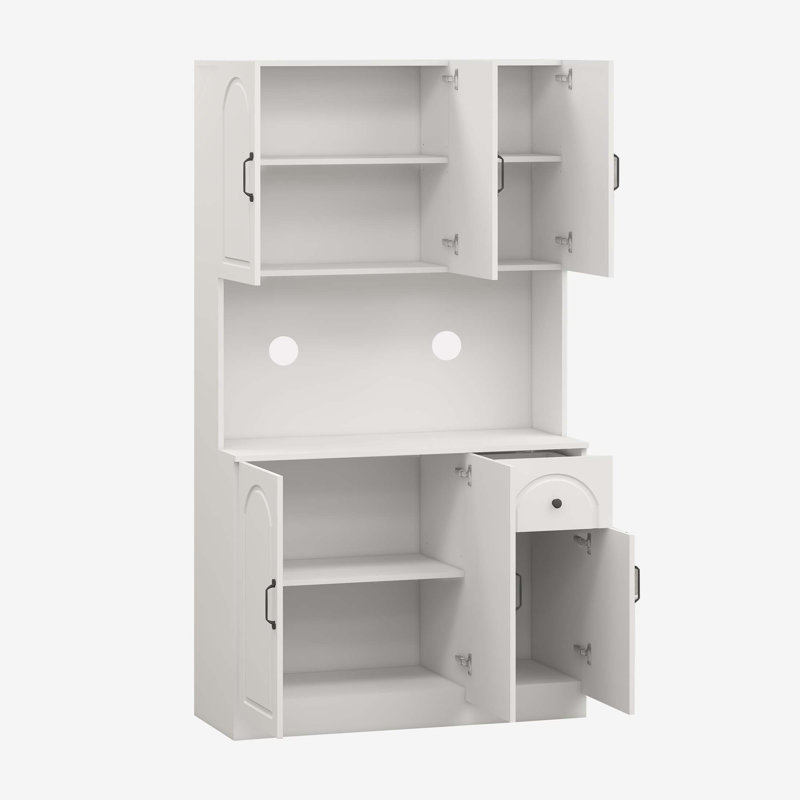 White MDF 71" Kitchen Pantry Storage Cabinet with 6 Doors and 1 Drawer