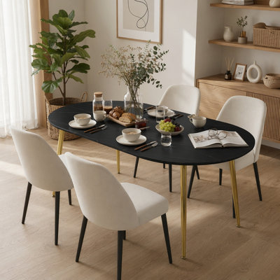 39.38~70.9 Inches Wide Extendable Dining Table kitchen Table, MDF Tabletop with Metal Legs