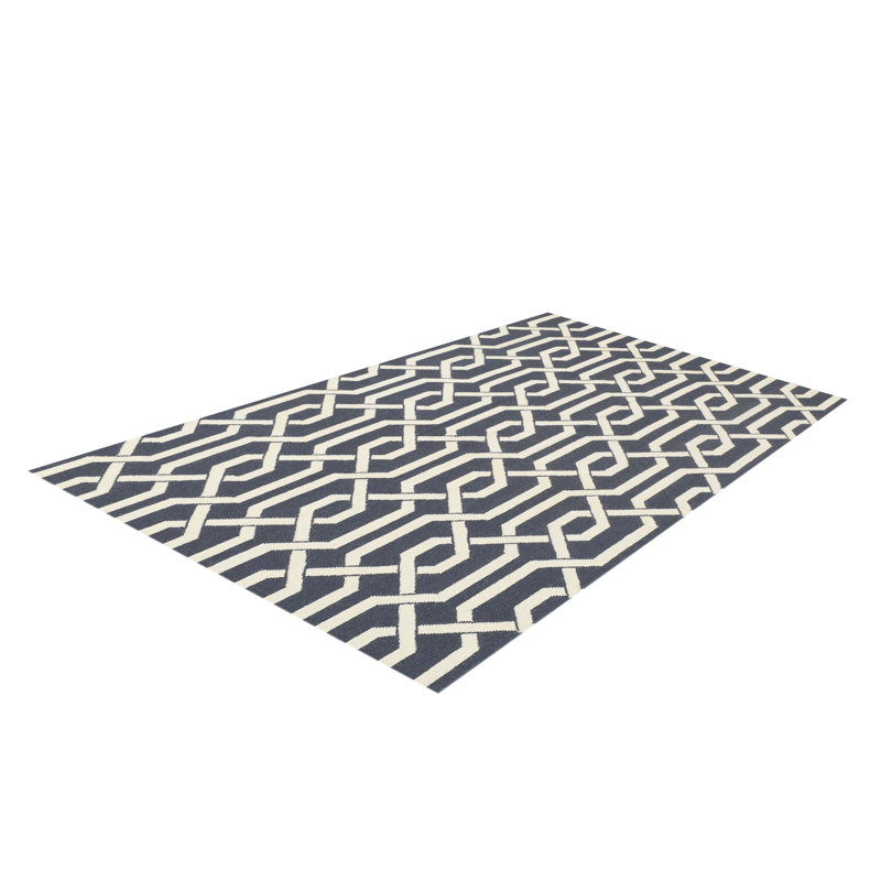 Geometric Wool Hand Woven Area Rug, Rectangle 120 x 180cm