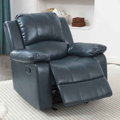 Blue Leather Gel Glider Recliner