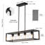 Luminaire suspendu linéaire à 4 lumières pour îlot de cuisine avec abat-jour en verre transparent Khase
