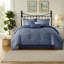 Ensemble de literie moderne en microfibre bleu marine Seersucker pour la maison