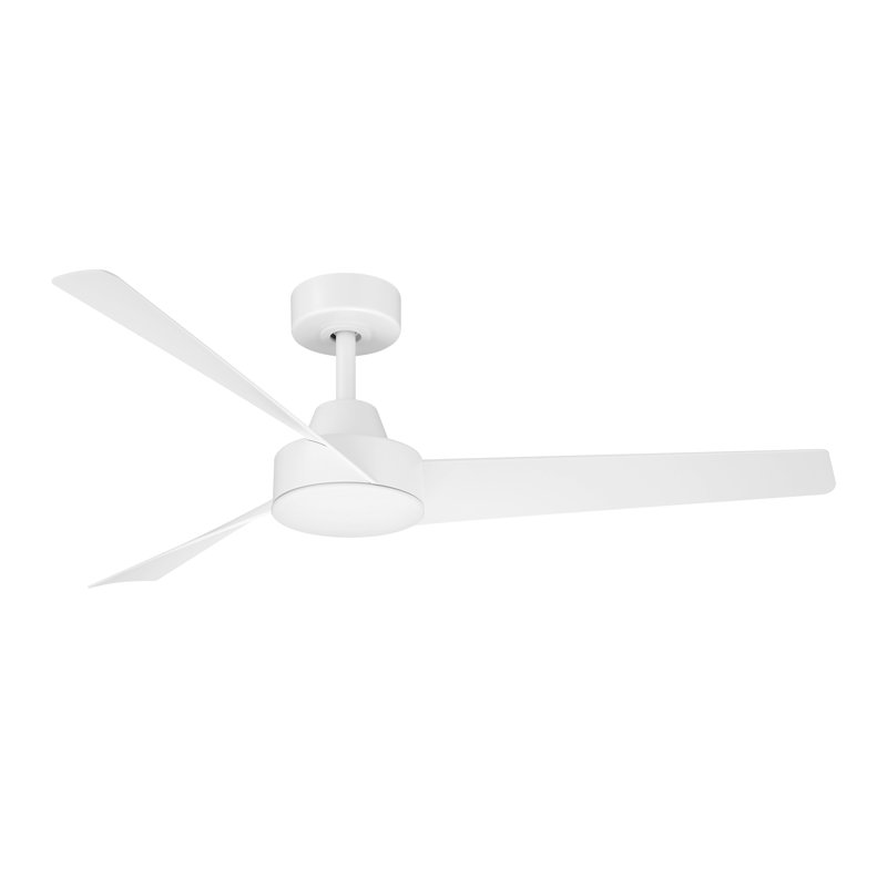 Rizo 52" 3 Blade Indoor/Outdoor Low-profile Matte White Modern Ceiling Fan with Wall Control, Matte White