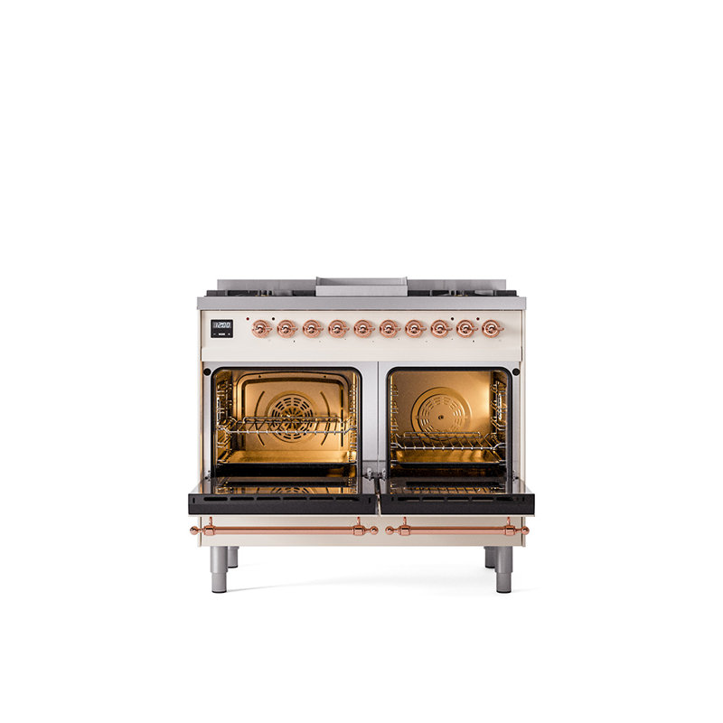 ILVE Nostalgie II 40 in Dual Fuel Range, Emerald Green/Bronze, Liquid Propane