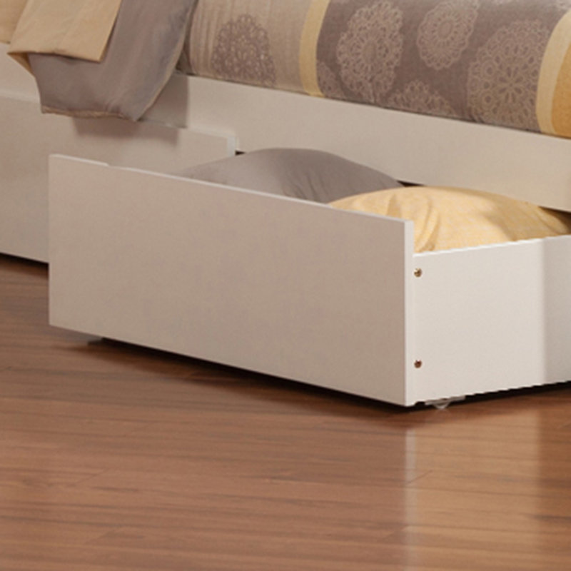 Amear Solid Wood Platform Bed with Panel Footboard and Storage Drawers