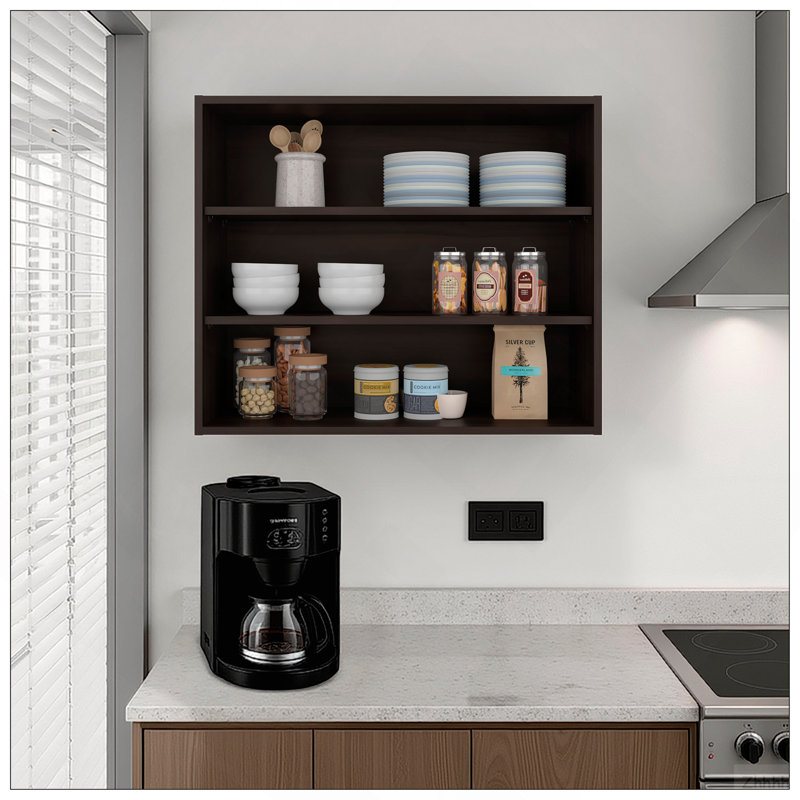 Ida Wall Shelf, 3 Shelves, Dark Walnut