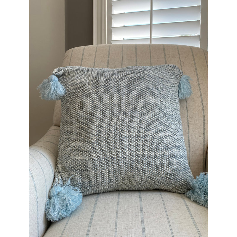  Housse de coussin 100% coton, Bleu / blanc