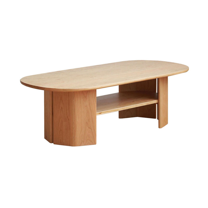 Cherry Solid Wood Oval Coffee Table, 15.75" H x 51.18" L x 23.62" W, Cherry