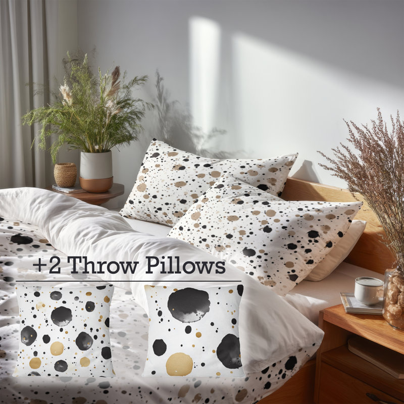 Ensemble de housse de couette et coussin décoratif Abstract Brown, Housse de couette très grand + 4 pièces supplém