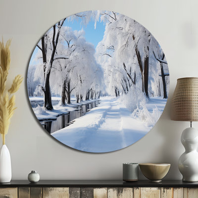 Winter Snowy Serenity IV - Paysages, art rond en métal