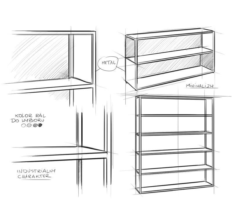 Hyller 180cm H Steel Geometric Bookcase, Black, H180 x W150 x D35cm