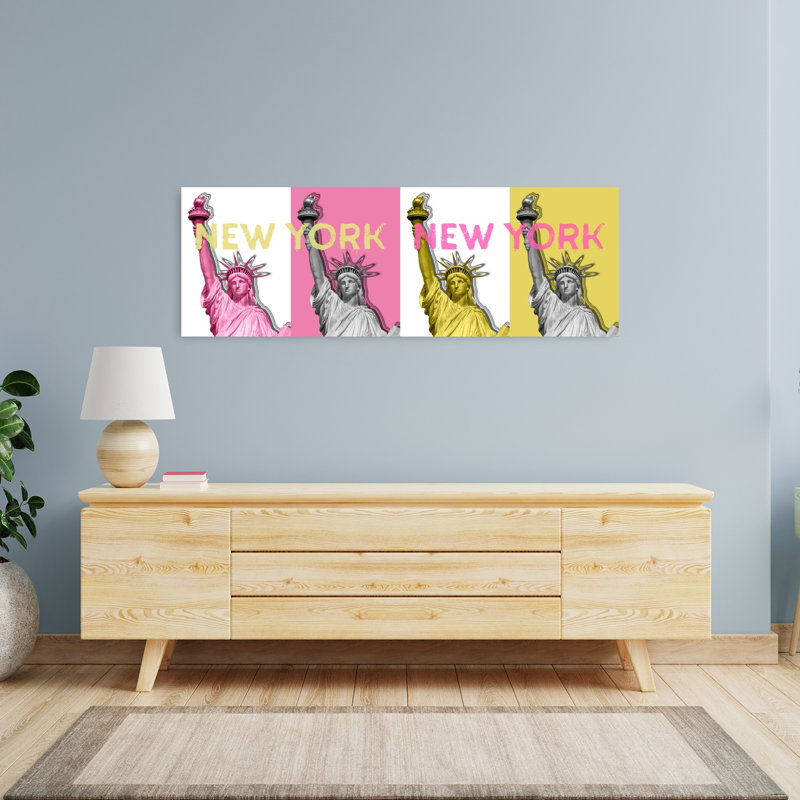 Art mural abstrait de la ville de New York, H 16 po x l 48 po