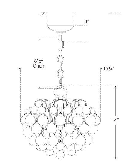 AERIN Bellvale Small Chandelier, Polished Nickel