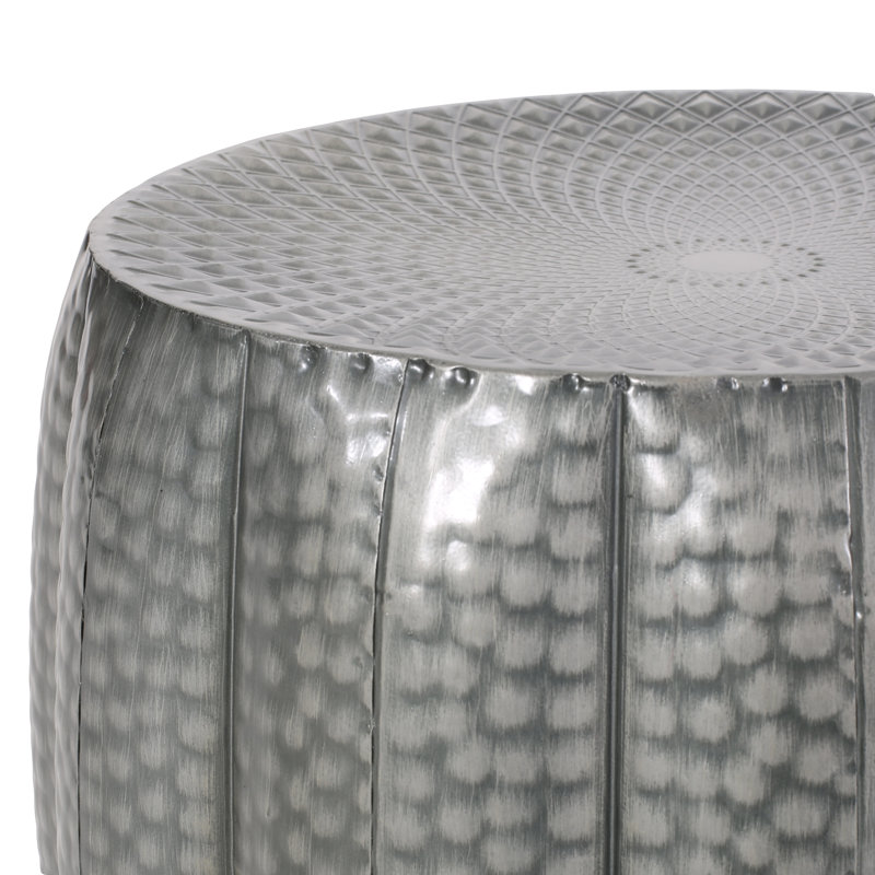 Alorah Iron Top End Table, Antique Brush Silver
