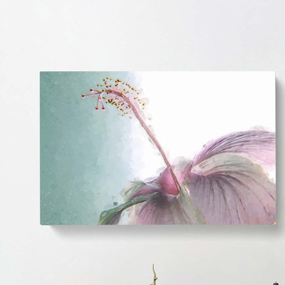 Pink Hibiscus Flower In Abstract - Wrapped Canvas