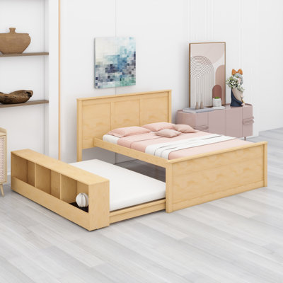 Platform Bed with Pull Out Trundle and Storage Cabinet