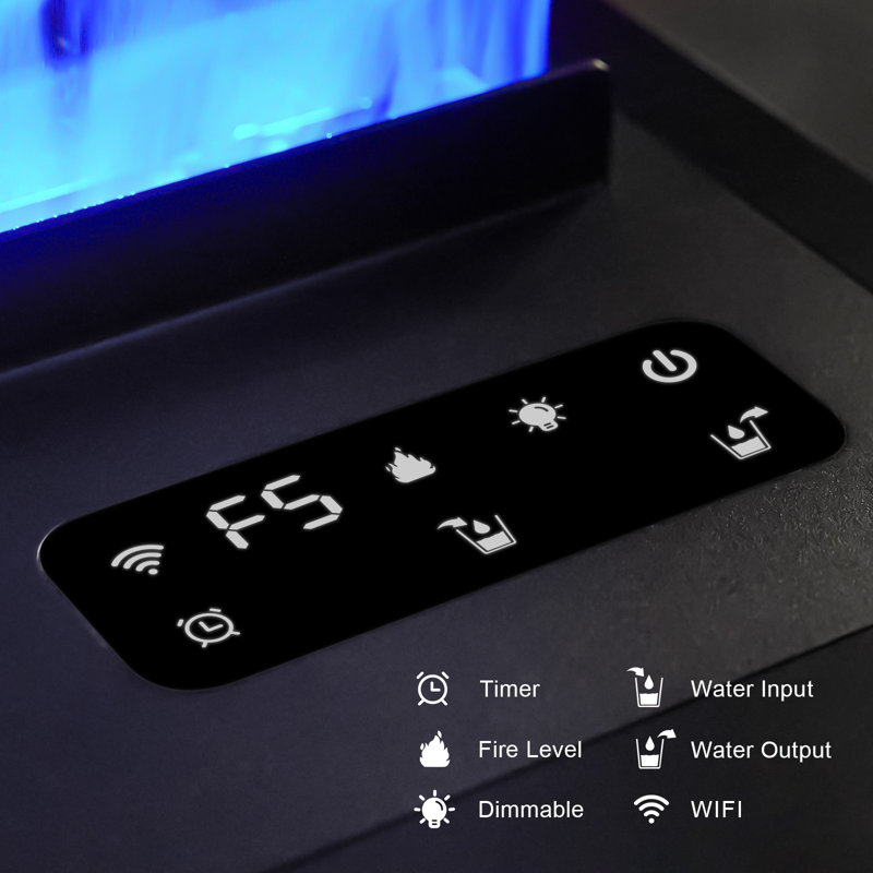 APP RGB Electric Fireplace 3D Water Vapor Fireplace Recessed Multicolour Realistic Atomized Flame,with Water and Remote Control Electric Steam Fireplace Stove(Size: W7.87x H8.27 in)
