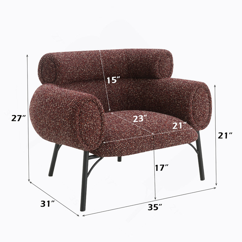 Chaise en tweed marron Mardi avec confort en mousse et structure en bois durable pour une décoration intérieure élégante