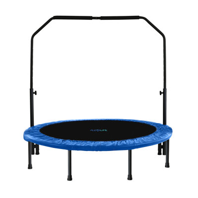 Mini trampoline pour adultes - Trampoline de fitness et de rebond pour intérieur/extérieur - Petit trampoline pliable pour enfants avec barre réglable et rembourrage de sécurité