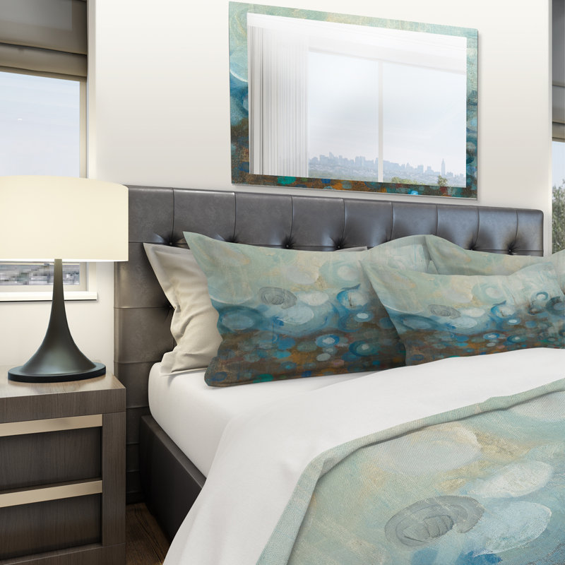 Blue and Bronze Dots on Glass I - Modern & Contemporary Duvet Cover Set - Microfiber Polyester, Twin Duvet Cover + 1 Sham