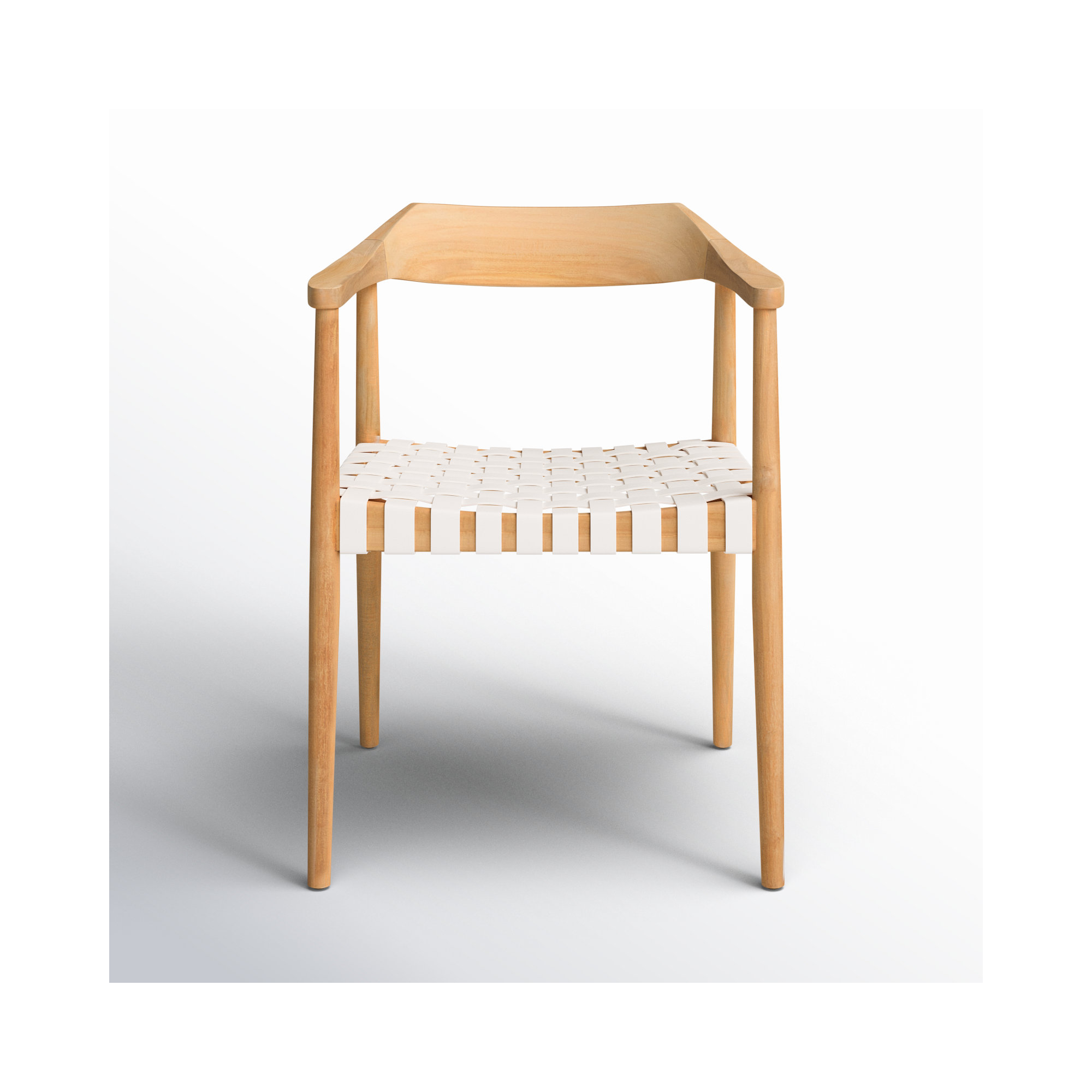 Noreen Accent Chair, White Genuine Leather, Natural