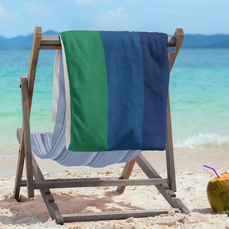Vancouver Lightweight Beach Towel, Green/Dark Blue/Blue, Microfiber