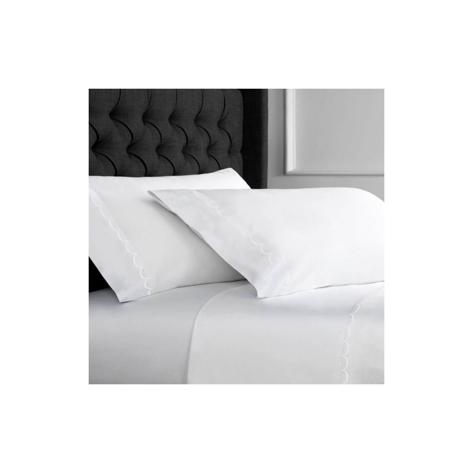 Camillo Sateen Sheet Set, White, Queen Sheet Set + Fitted Sheet + 2 Pillowcases