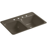 Delafield® 32" L x 21" W x 8-1/2" Tile-In/Metal Frame Double-Equal Kitchen Sink with 4 Faucet Holes
