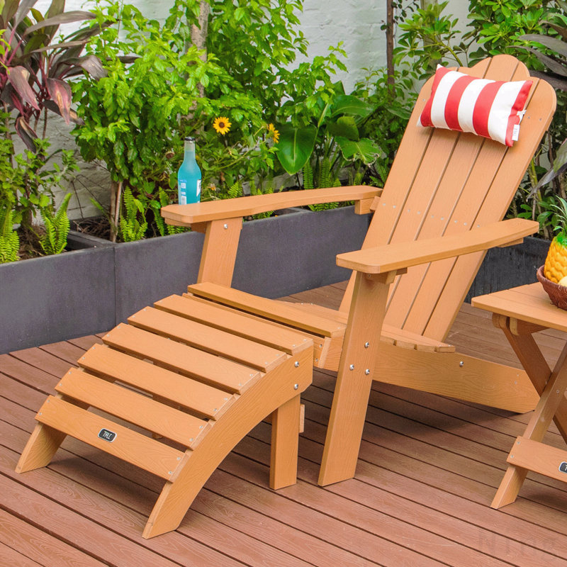 Repose-pieds Tir Adirondack en plastique et bois résistant aux intempéries et à la décoloration pour l'extérieur