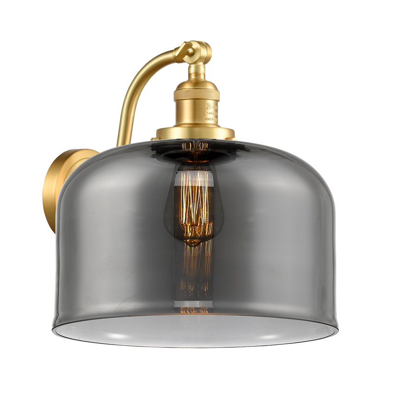 Applique murale 1 lumière 12 po Bell, Plaqué couleur fumée, Or satiné, Ampoule non incluse