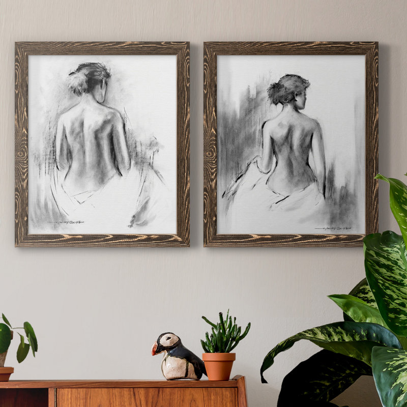 «Soft Silhouette III», ensemble de 2 reproductions d'art, H 20 po x l 17 po x P 1 po, Toile avec cadre en noyer, Pas de tapis