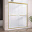 Porte de douche coulissante double sans cadre Amy 50 po - l 54 po x H 72 po avec verre trempé transparent en laiton doré